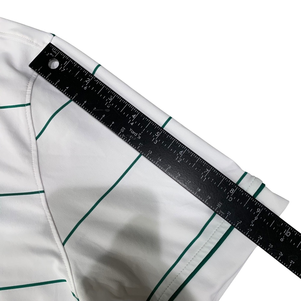 Extracurricular Polo Shirt Mens Medium White Green Stripe Performance Golf - Picture 6 of 8